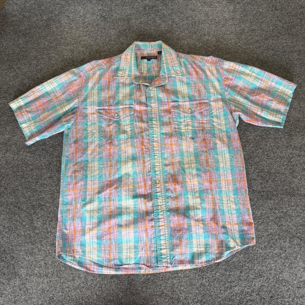 Roper Plaid Western Shirt Short Sleeve Button Up Pastel Summer Cowboy Mens Large